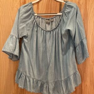 3/4 sleeve soft denim blouse
